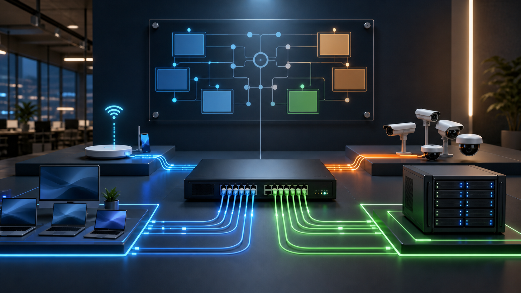Ilustrasi konsep utama Tips Menata IP Address, VLAN, dan Dokumentasi Jaringan Kantor